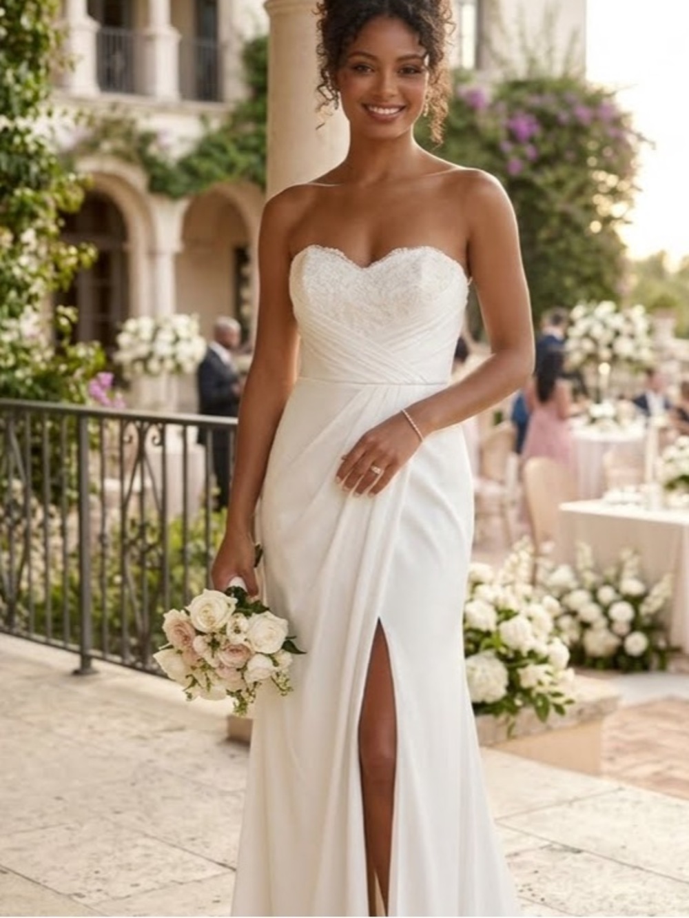 New Lulus Strapless White Evening Gown Sz Medium
